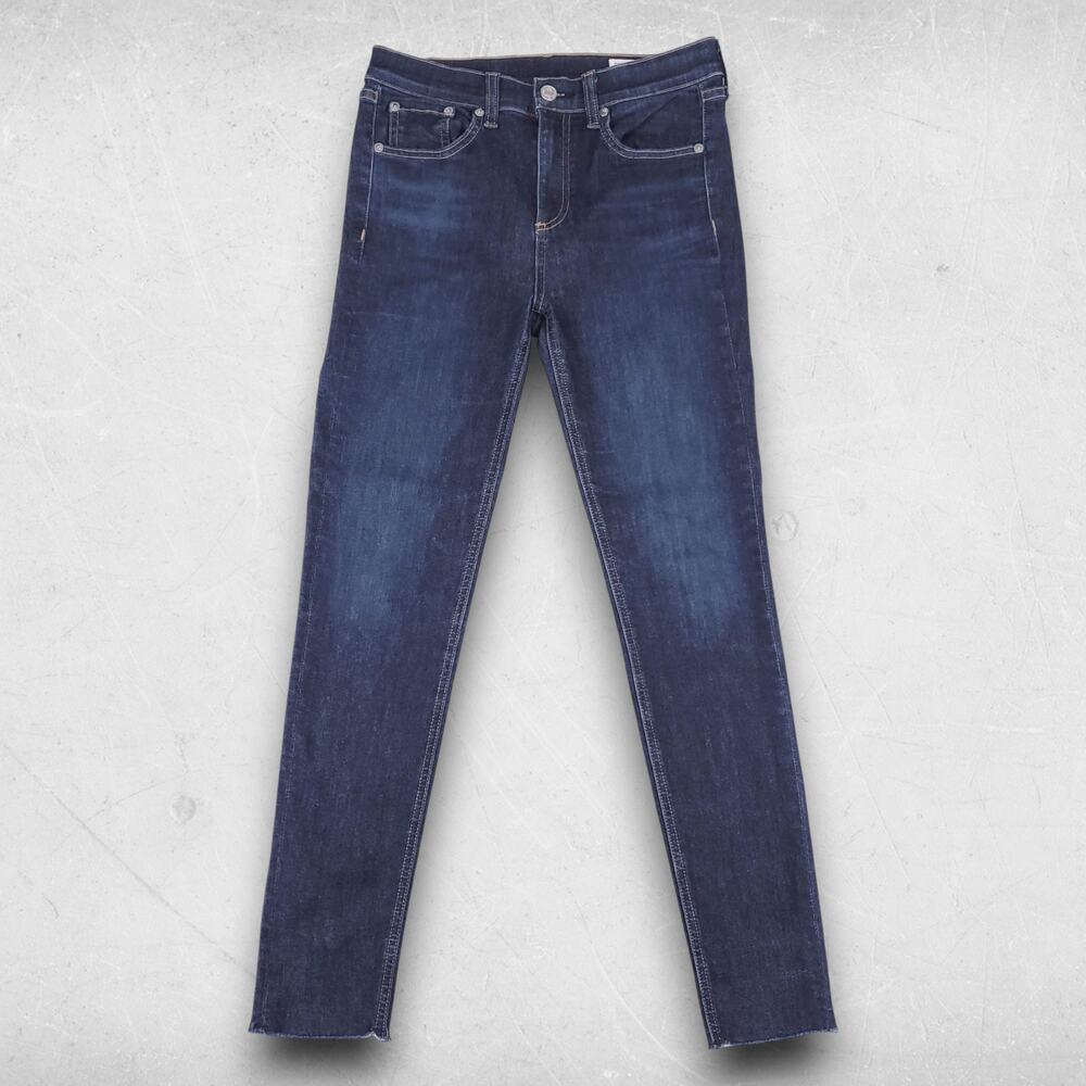 Rag & Bone Jeans Women 26 Dark Blue 10 Inch Ankle Skinny Raw Hem Minimalist Chic
